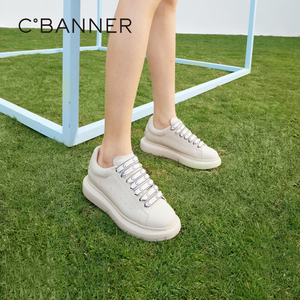 千百度女鞋春秋气质休闲板鞋厚底小白鞋舒适运动鞋百搭跑步鞋透气