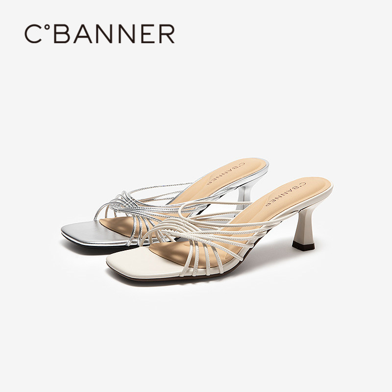 千百度镂空网面细高跟罗马凉拖鞋女2026夏季新款露趾外穿绝美拖鞋