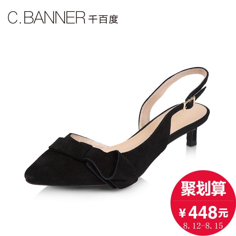 A8284110春夏新品商场同款蝴蝶结中跟半凉鞋2018千百度C.BANNER