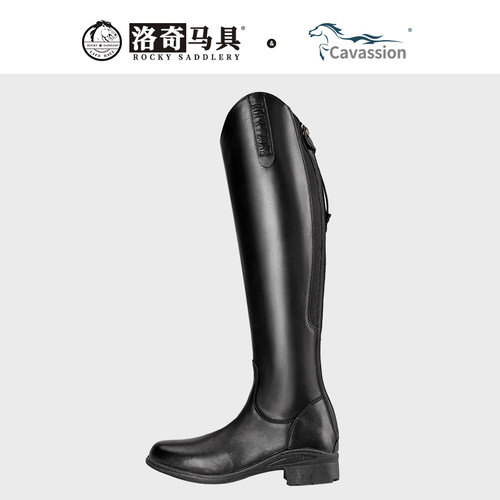 专业竞赛牛皮马术高筒靴障碍靴女