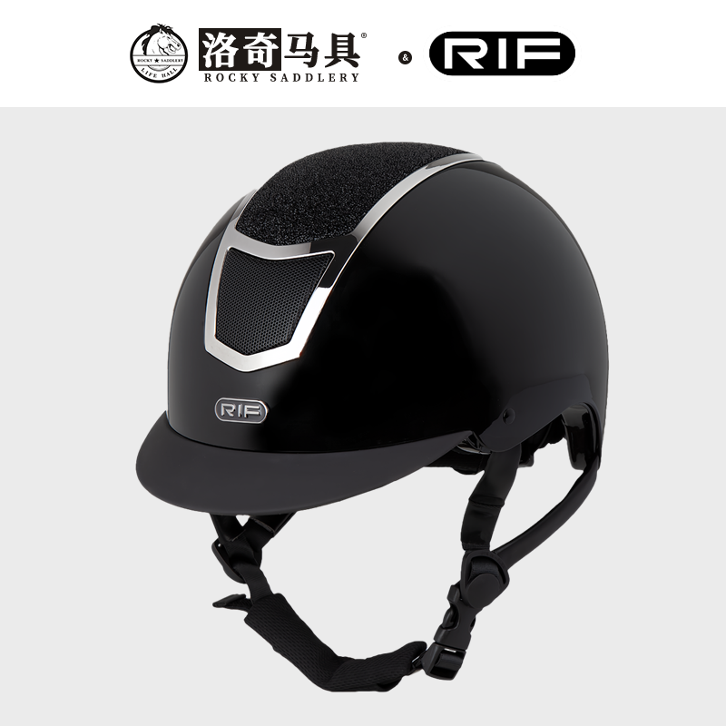RIF马术骑马安全头盔曜石黑闪钻