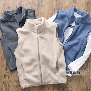 秋冬童装男童亲子款~摇粒绒马甲儿童抓绒背心立领拉链保暖马夹W11