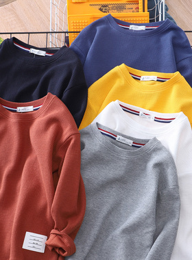 p春秋特惠实用华夫格儿童t恤长袖~男童宝宝棉圆领打底衫童装L1