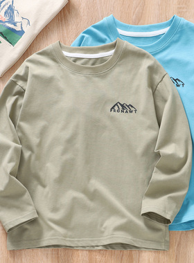 I儿童棉长袖T恤~男童春秋款圆领透气亲肤打底衫上衣中大童外贸L1