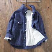 秋冬童装 衬衫 男童柔软加绒衬衣儿童大宝宝保暖长袖 外穿内搭棉