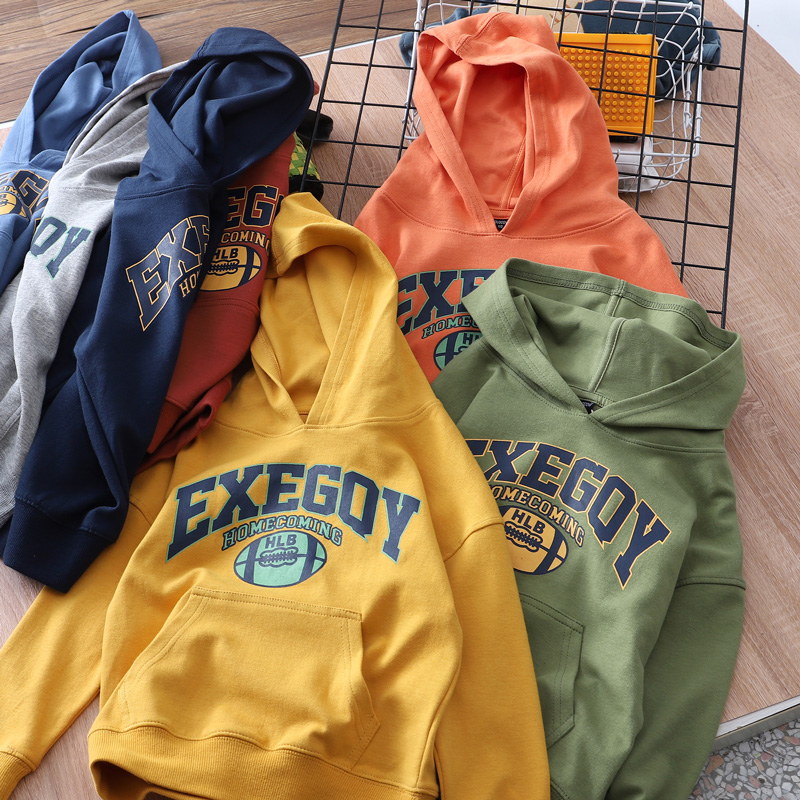 童装纯棉柔软袋鼠兜外套连帽衫