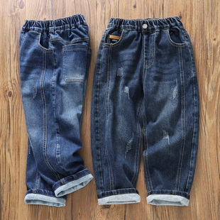 双层裤秋冬高品质~牛仔裤有型儿童夹裤 ~男童大童裤子外贸童装L2