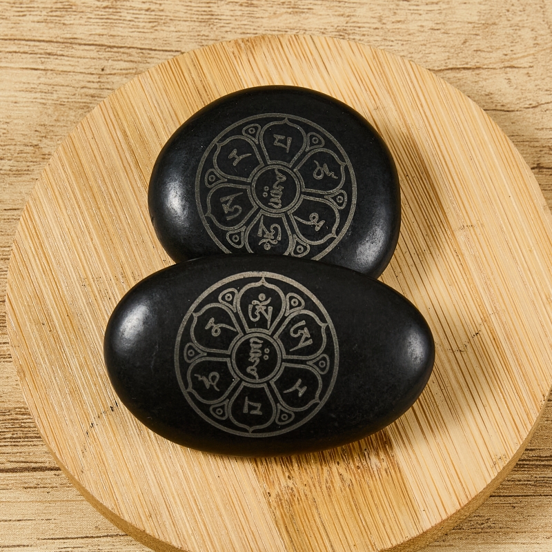 结缘文殊心咒玛尼石天然鹅卵石双面咒轮藏文西藏传密宗用品