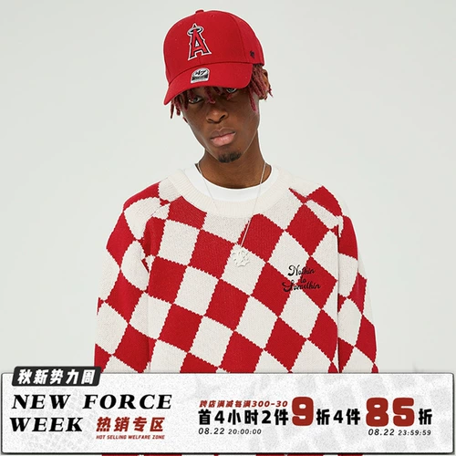 Красные шахматы, трикотажный свитер для отдыха для влюбленных, оверсайз