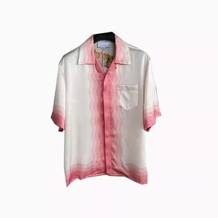 原创新品casablanca 24ss度假夏日 粉红花卉 休闲夏威夷短袖 衬衫