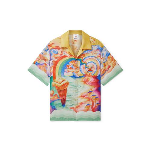 casablanca 25 蘑菇彩虹 度假风丝绸衬衫 夏威夷小众男女短袖衬衣