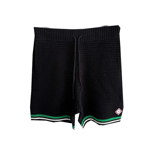 casablanca 26ss 黑绿拼接 纯手工编织  度假夏威夷短袖开衫毛衣