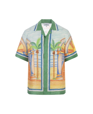 方领短袖西西里风印花男女