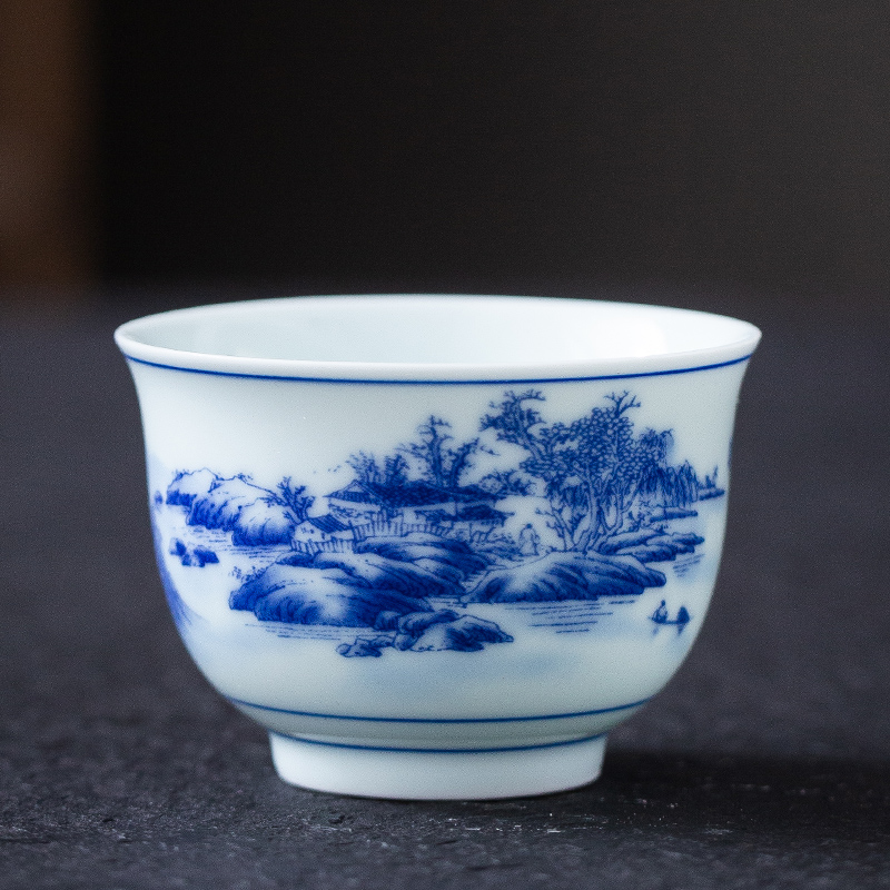 七色福青花瓷茶杯陶瓷功夫景德镇