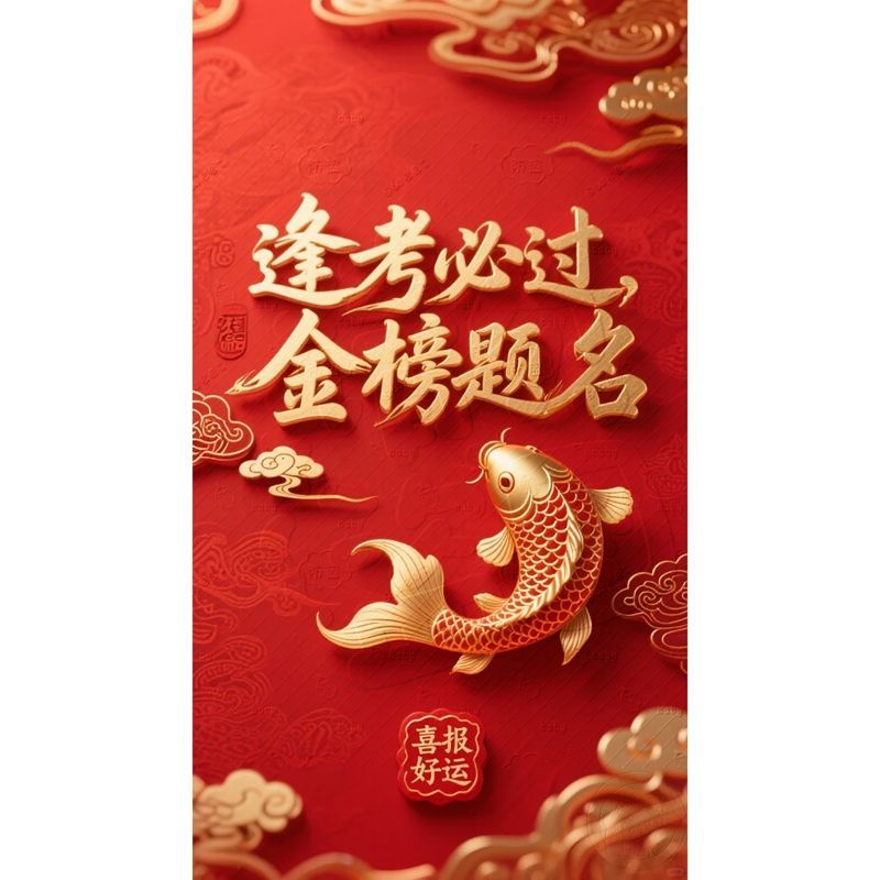 金榜题名鱼跃龙门贴纸自