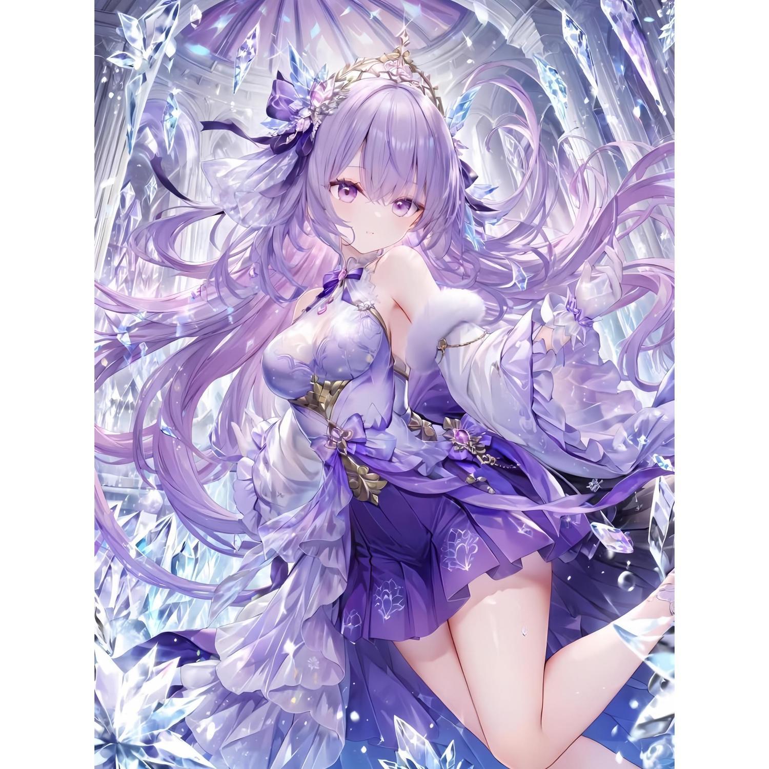 水晶紫发美女自粘贴海报