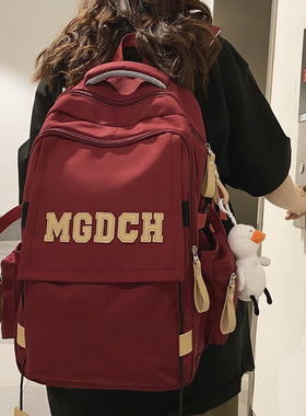 日本书包女大容量电脑背包男初中生高中生大学生旅行双肩背包