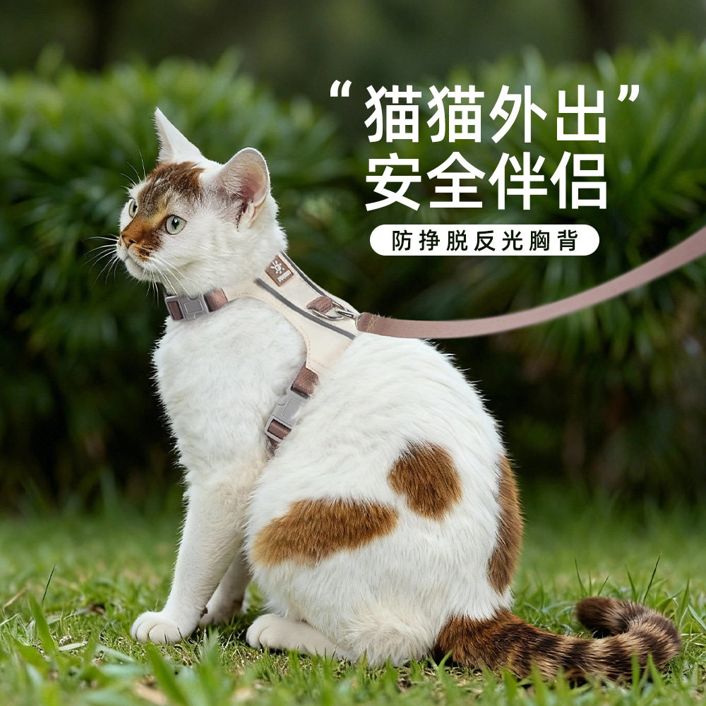 【轻盈】猫咪胸背宠物牵引绳防挣脱外出专用夜间反光柔软舒适不勒,宠物/宠物食品及用品,猫牵引绳,淘宝优惠券,粉丝福利购,淘宝优惠卷