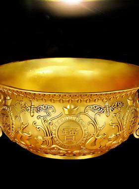 速发双聚宝盆摆件饰龙铜缸家居客厅店铺公司装铜工艺品开业礼品