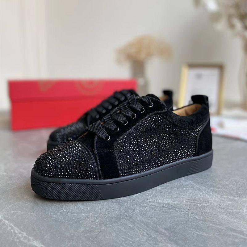 红色底捷克水钻男女鞋小白鞋加平底鞋运动鞋系带板鞋休闲鞋潮鞋