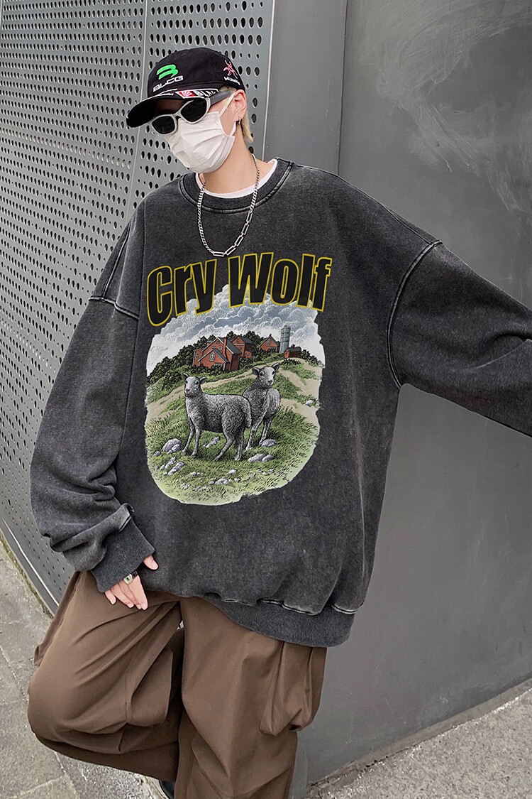 直播品质!秋冬重磅水洗做旧圆领卫衣XZ203-SW620-P58.,男装卫衣,星座203