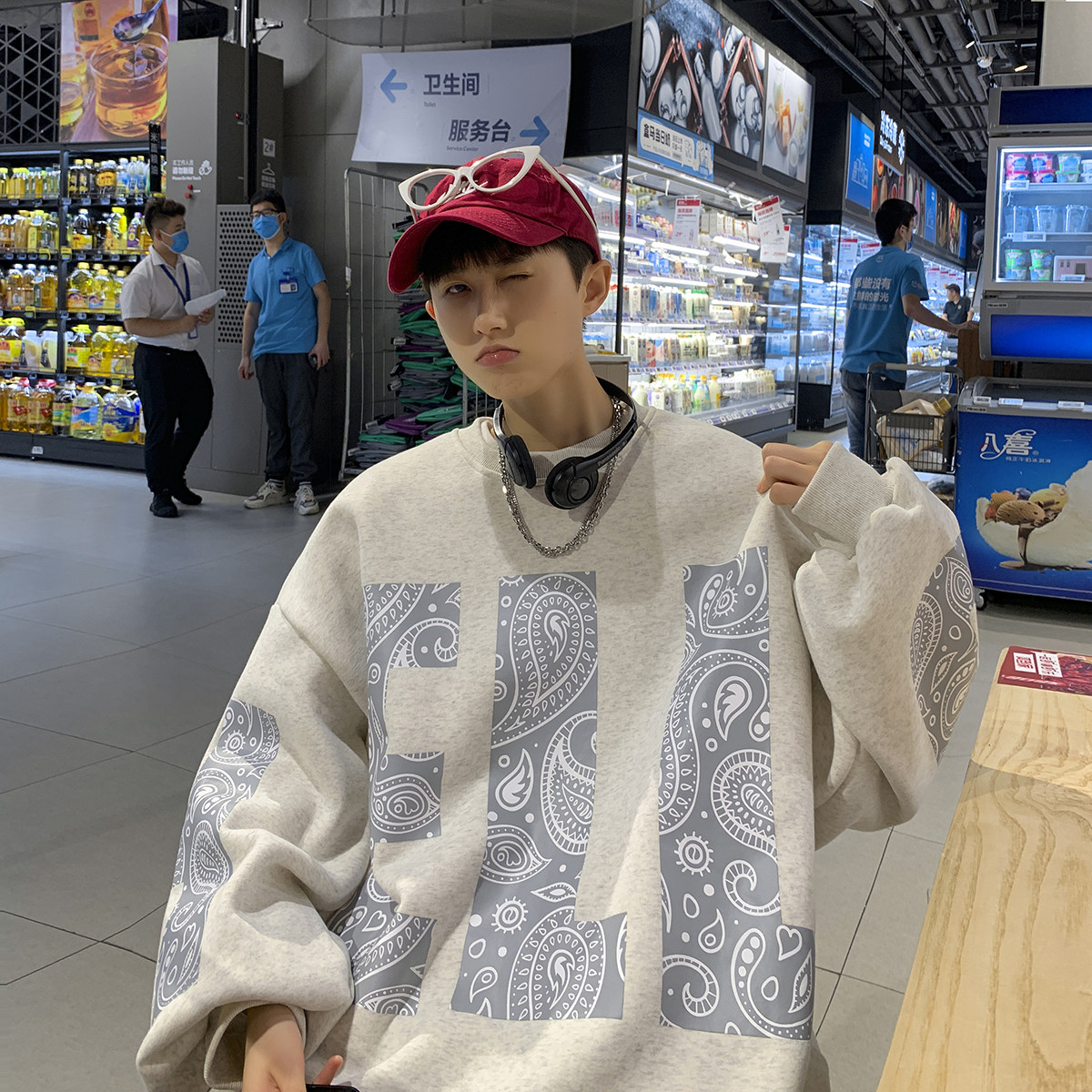 新品宽松印花圆领卫衣控78元版权已注册！XZ203-W13-P48,男装卫衣,星座203