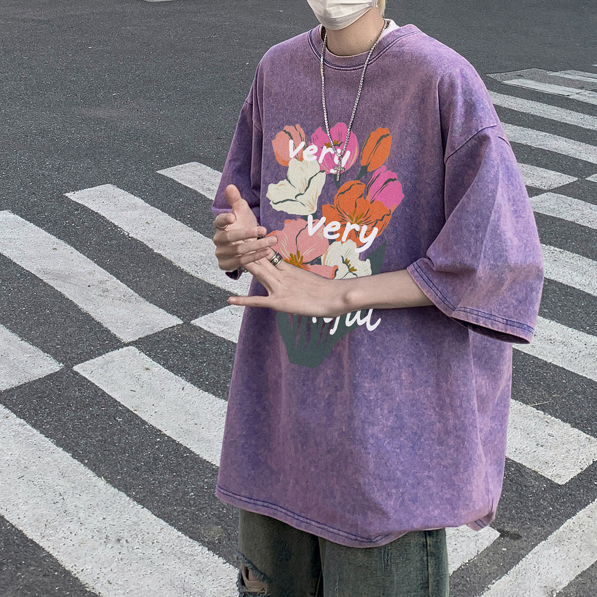 XZ203-SX246-P3823夏季新品水洗做旧宽松印花短袖T恤..，男装T恤，星座203