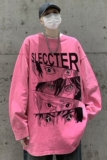 直播品质！秋装新品水洗做旧宽松印花长袖T恤XZ203-CT221-P55.，男装T恤，星座203
