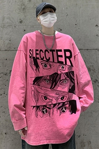 直播品质！秋装新品水洗做旧宽松印花长袖T恤 XZ203-CT221-P55.图片