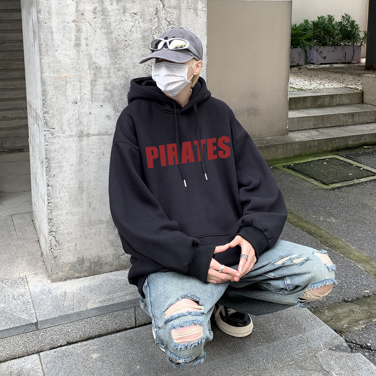 直播品质！重磅加绒新品连帽宽松套头卫衣XZ203-W654加绒-P58.,男装卫衣,星座203