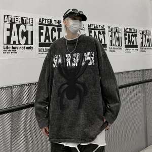 直播品质！秋装新品水洗做旧宽松印花长袖T恤 XZ203-CT228-P55.图片