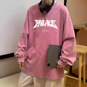 XZ203-CT21-P55 23春季水洗做旧全棉长袖T恤 货足！控78,男装T恤,星座203