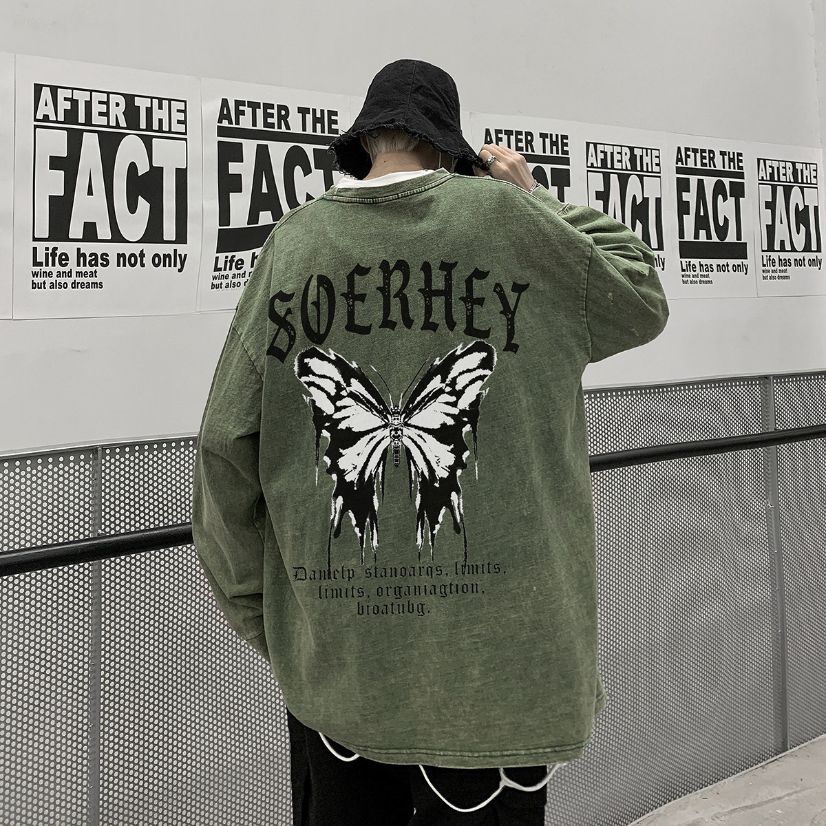 直播品质！秋装新品水洗做旧宽松印花长袖T恤XZ203-CT214-P55..,男装T恤,星座203