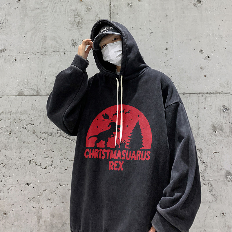 圣诞系列！冬装水洗做旧加绒加厚连帽卫衣XZ203-W111加绒-P78,男装卫衣,星座203