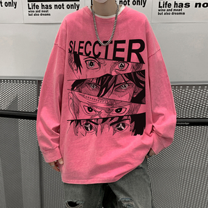 直播品质！秋装新品水洗做旧宽松印花长袖T恤 XZ203-CT221-P55图片