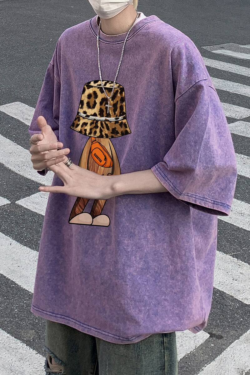水洗做旧短袖t恤男夏季美式高街重磅260g宽松大码半袖青少年体恤,男装T恤,星座203