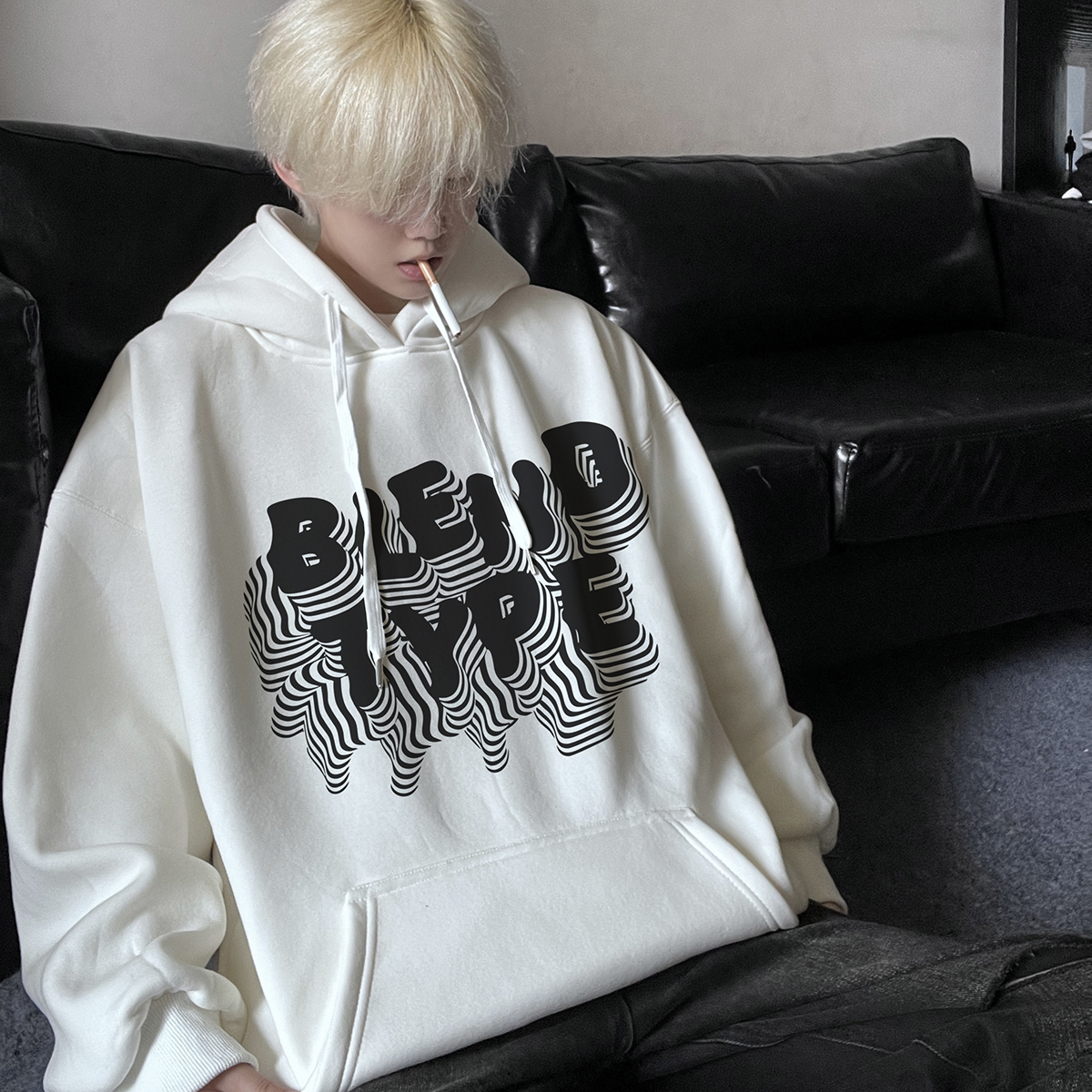 直播品质！重磅新品连帽宽松套头卫衣XZ203-W650-P55，男装卫衣，星座203