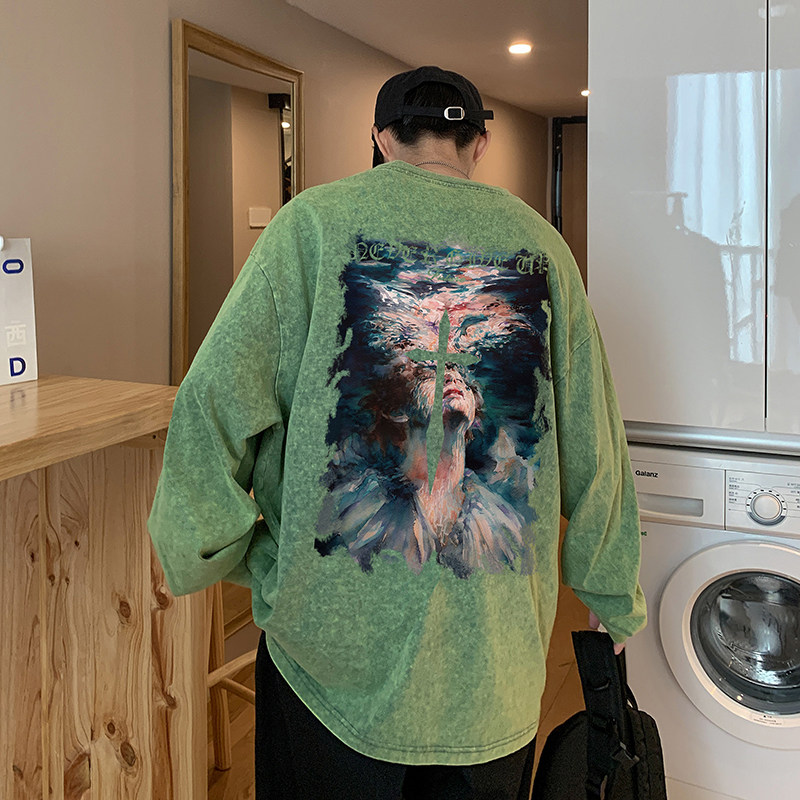 XZ203-CT09-P5822秋新品水洗做旧全棉长袖T恤控价78.,男装T恤,星座203
