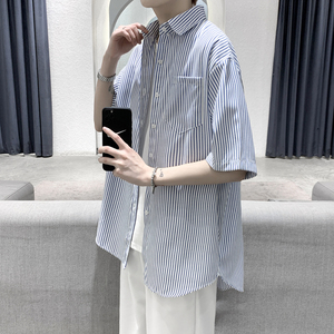 XZ203-CS06-P38 23夏新品条纹衬衫短袖.,男装衬衫,星座203