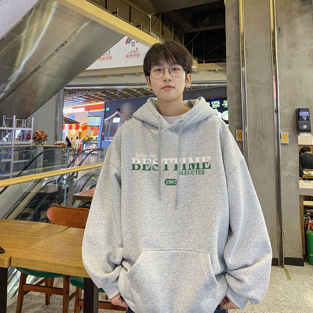 直播品质！重磅新品连帽宽松卫衣.XZ203-W635-P55加绒P65,男装卫衣,星座203