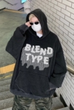 直播品质!秋冬重磅水洗做旧连帽卫衣XZ203-W605-P68，男装卫衣，星座203