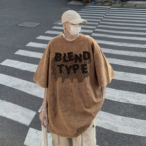 XZ203-SX205-P38 23夏季新品水洗做旧短袖T恤，男装T恤，星座203