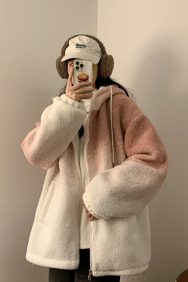XZ203-YG01-P138冬装新品保暖渐变羊羔毛棉衣外套,女装棉衣/棉服,星座203