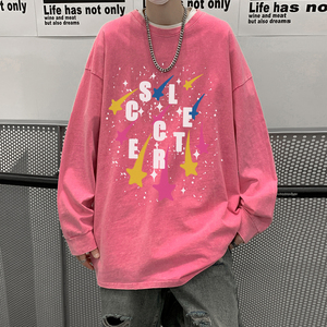 直播品质！秋装新品水洗做旧宽松印花长袖T恤 XZ203-CT645-P55..图片