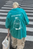 XZ203-SX245-P3823夏季新品水洗做旧宽松印花短袖T恤，男装T恤，星座203
