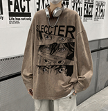 直播品质！秋装新品水洗做旧宽松印花长袖T恤XZ203-CT221-P55.，男装T恤，星座203