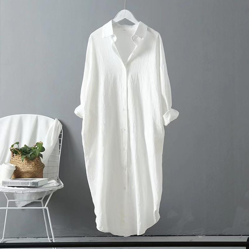 spring autumn new solid color long sleeved chiffon shirt