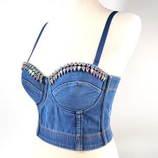 style suspenders Dark denim inner outer wear