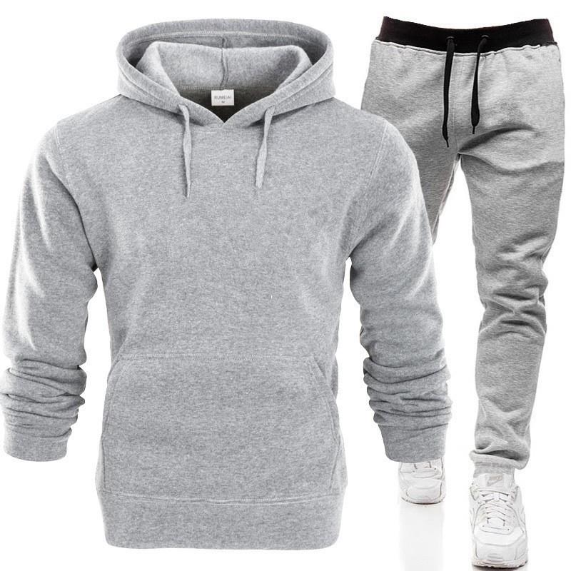 sweatshirt set Mens solid and hoodie color hooded