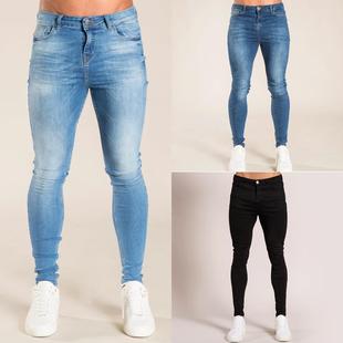 black mens men stretch pants denim slim jeans fit
